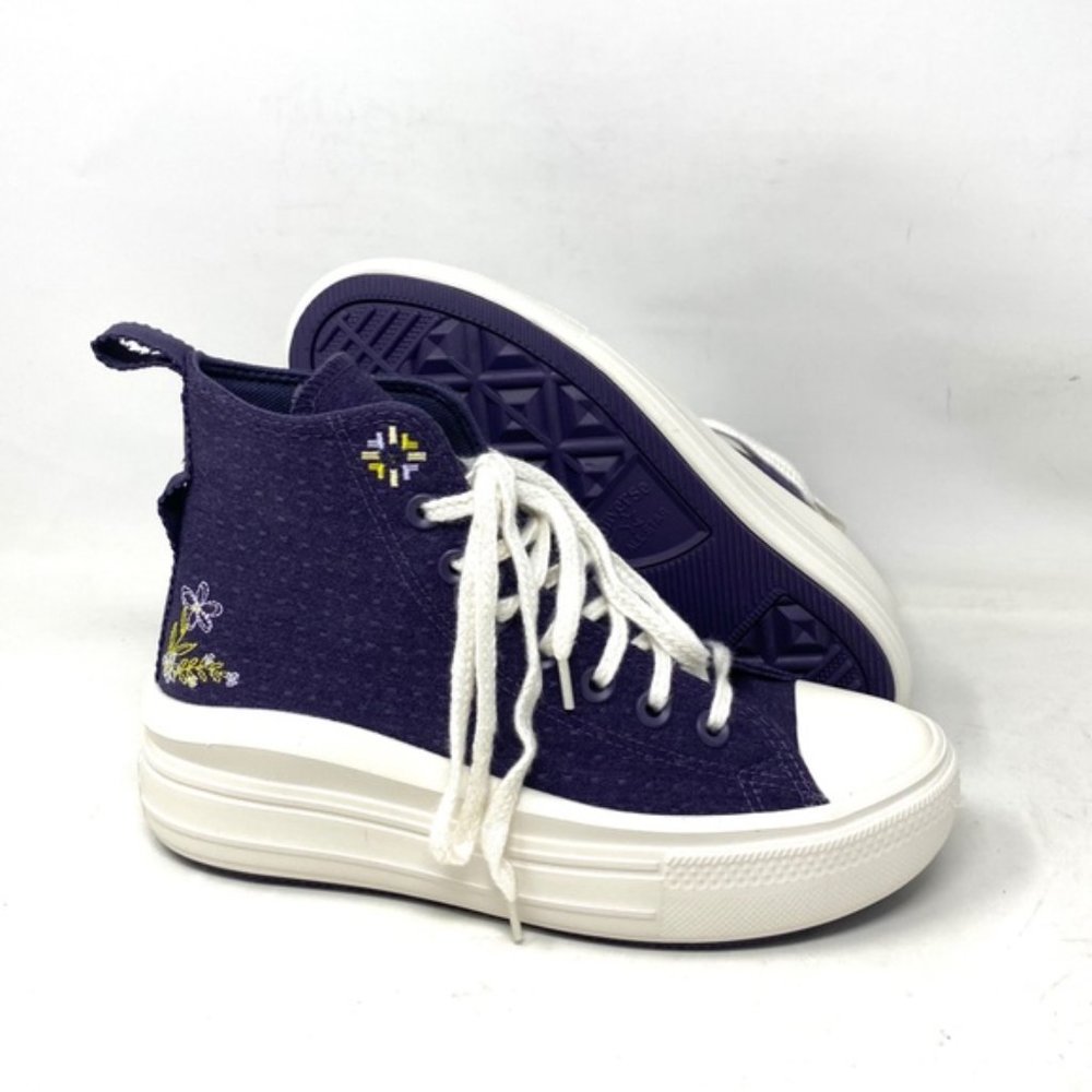 Converse Chuck Taylor Move Platform Women Shoes High Lilac Canvas Casual A05070C - Picture 7 of 9